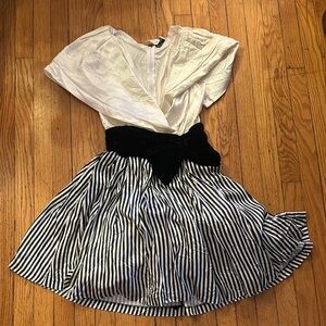 Positively Ellyn Vintage White and Black Striped Cocktail Dress size 10